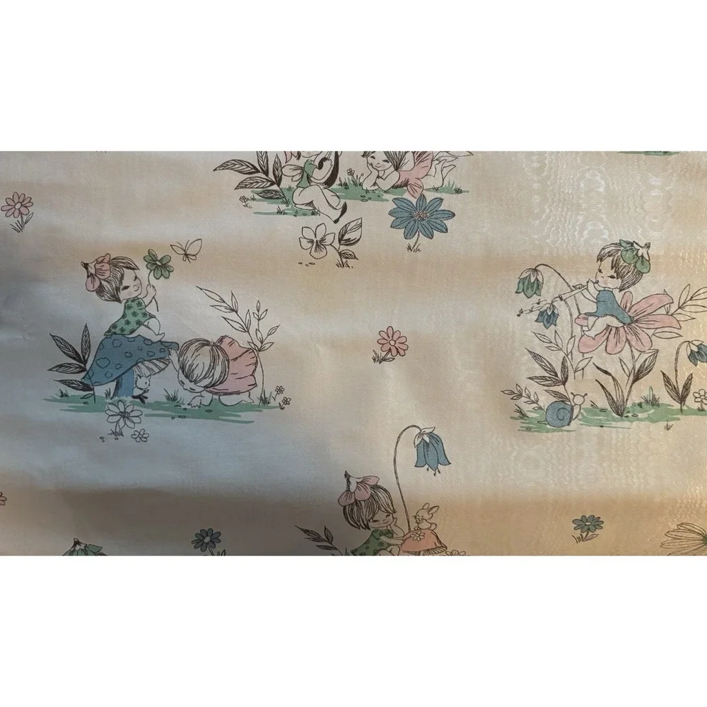VTG Wallpaper Roll Plus Scraps Whimsical Fairies & Animals 23